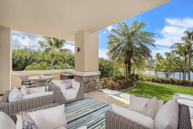 1 Bay Dr Unit 1205, Lahaina, HI 96761 - view of patio / terrace with an outdoor living space and a water view