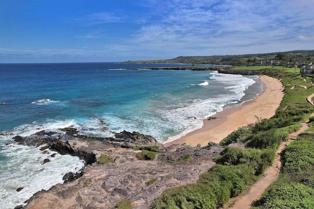 view of water feature featuring a beach view