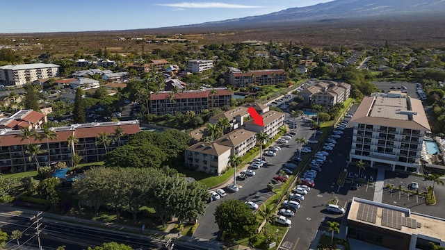 aerial view with a mountain view