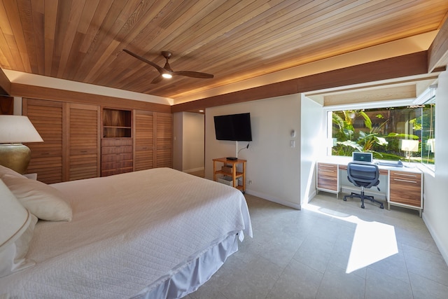 4000 Wailea Alanui Dr Unit 3003, Kihei, HI 96753 - bedroom featuring an office area, wooden ceiling, and a ceiling fan
