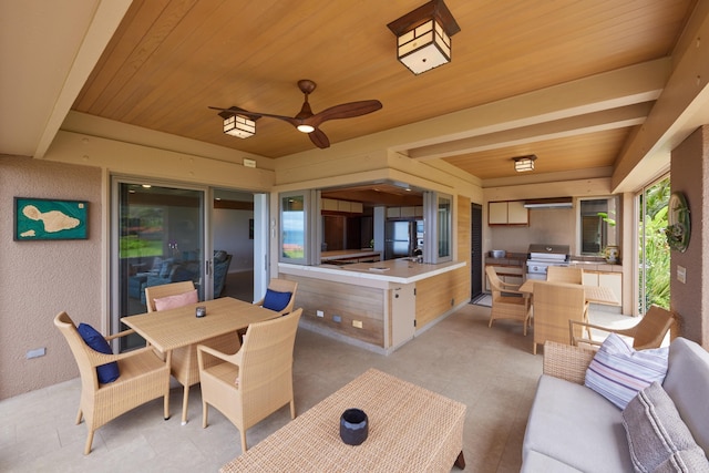 4000 Wailea Alanui Dr Unit 3003, Kihei, HI 96753 - view of patio / terrace featuring outdoor dining area, an outdoor kitchen, and a ceiling fan