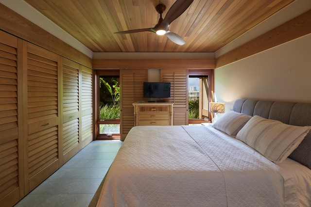 4000 Wailea Alanui Dr Unit 3003, Kihei, HI 96753 - bedroom featuring wooden ceiling, access to exterior, and ceiling fan