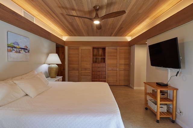 4000 Wailea Alanui Dr Unit 3003, Kihei, HI 96753 - bedroom featuring wood ceiling, a closet, and ceiling fan