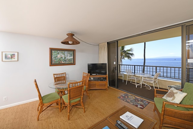 dining space featuring hardwood / wood-style floors