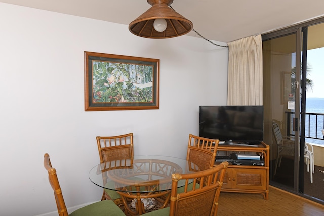 dining room with wood-type flooring