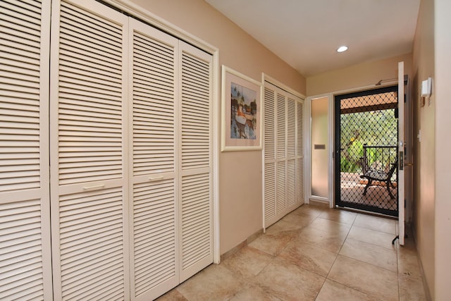 interior space with light tile flooring