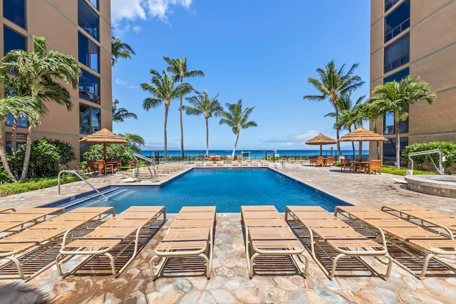 110 Kaanapali Shores Pl Unit 308, Lahaina, HI 96761 - community pool with a gazebo, a patio area, and a water view