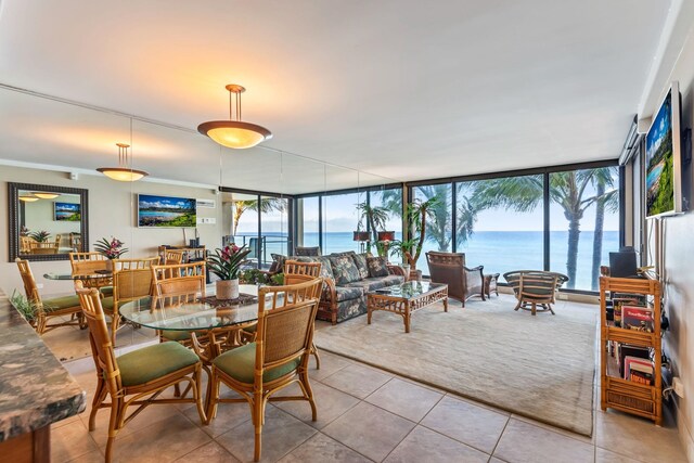 110 Kaanapali Shores Pl Unit 308, Lahaina, HI 96761 - dining space featuring tile patterned floors and floor to ceiling windows