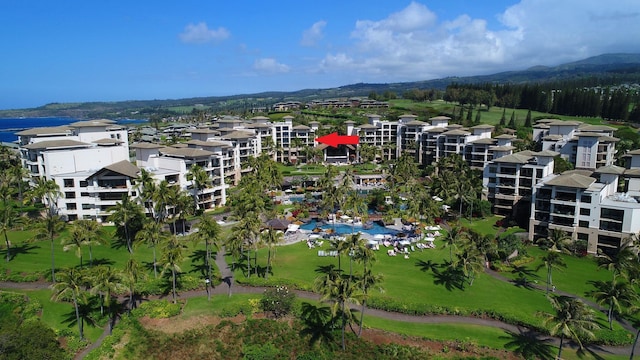 aerial view featuring a mountain view