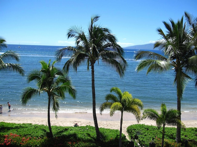 view of water feature with a view of the beach