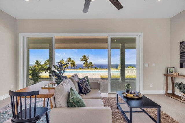 500 Kai Huki Cir Unit B, Haiku, HI 96708 - living area with a ceiling fan, baseboards, and plenty of natural light