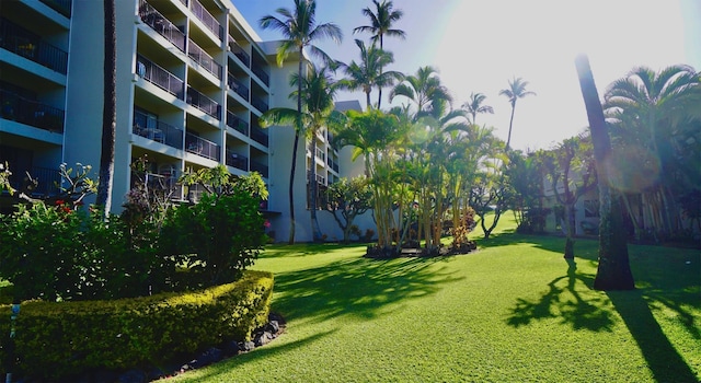 view of home's community featuring a lawn