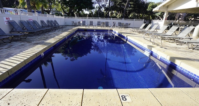 view of pool featuring a patio