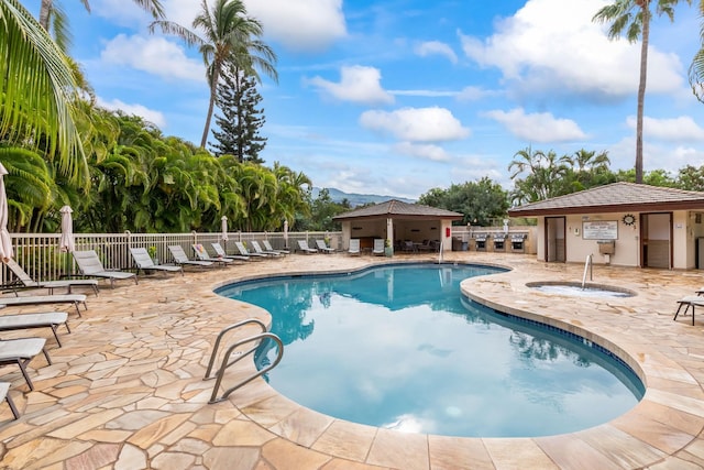 view of swimming pool featuring a patio