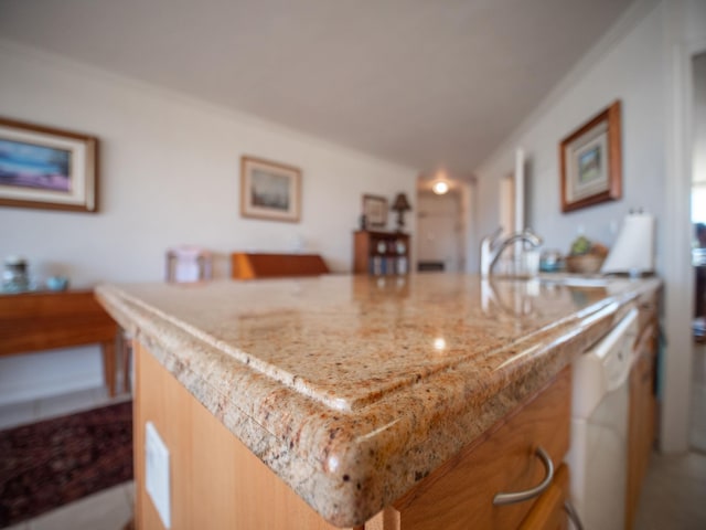 room details with sink, dishwasher, and crown molding