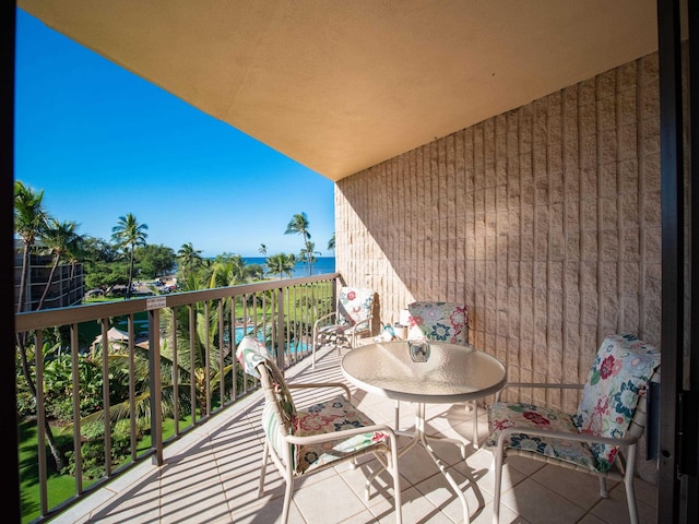 balcony with a water view