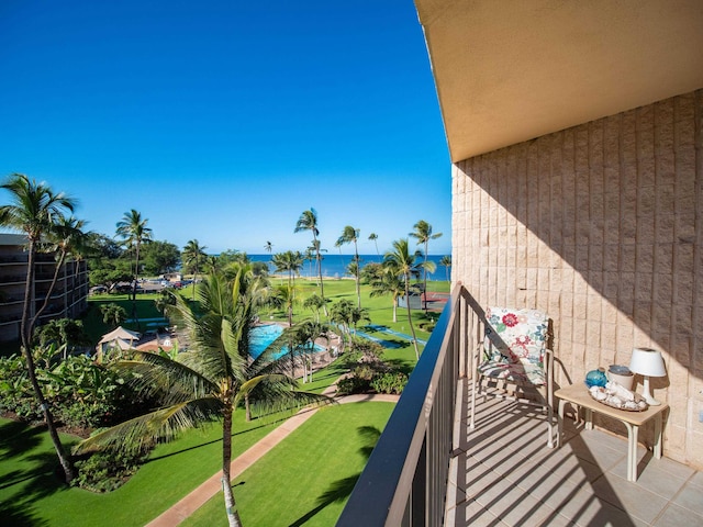 balcony with a water view