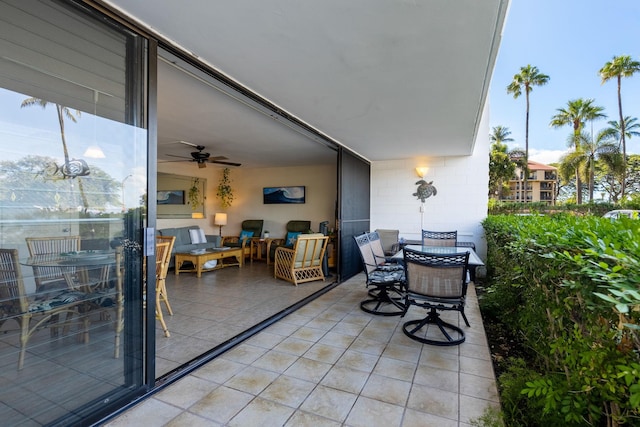 view of patio with ceiling fan