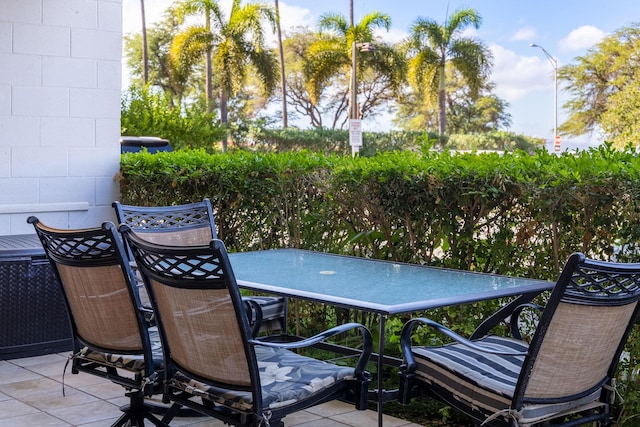 view of patio / terrace with a water view