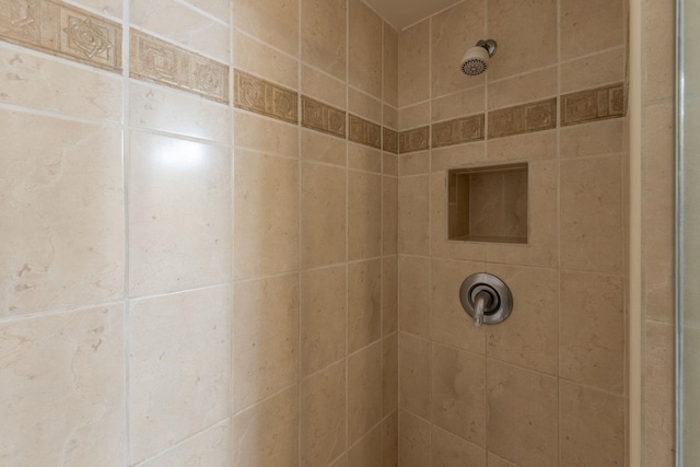 details with a tile shower