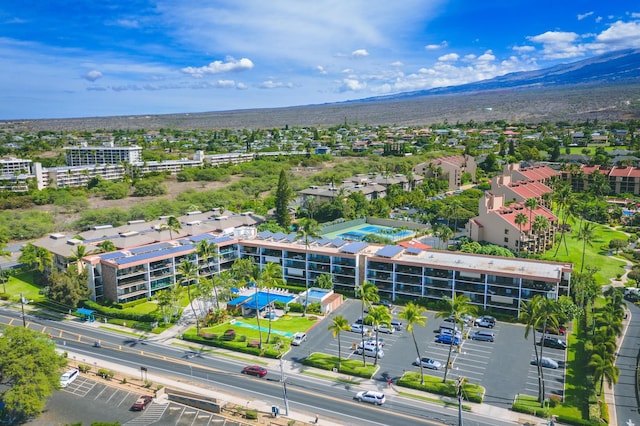 bird's eye view with a mountain view