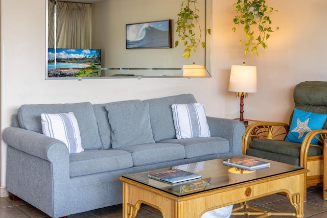 view of tiled living room