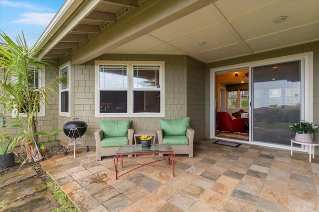 view of patio featuring grilling area