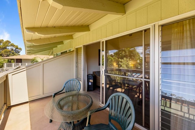 balcony with a patio area