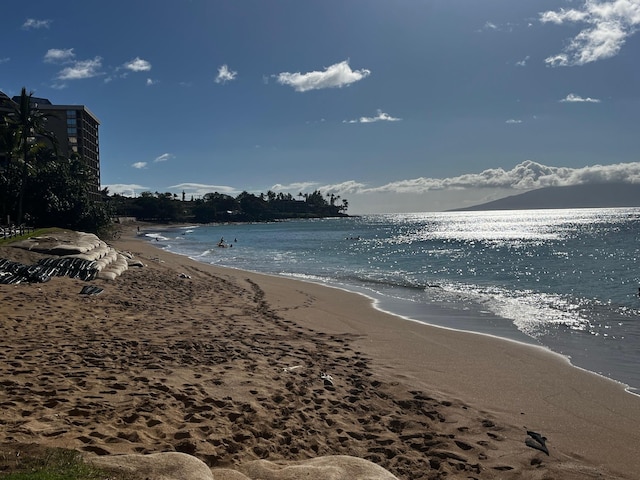 view of water feature with a view of the beach