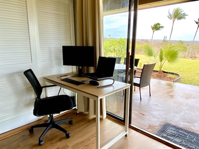 office space featuring light hardwood / wood-style floors