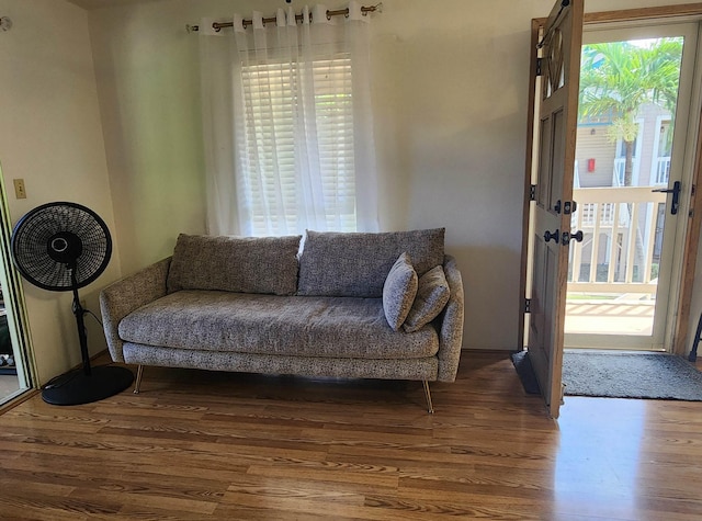 living area with wood finished floors