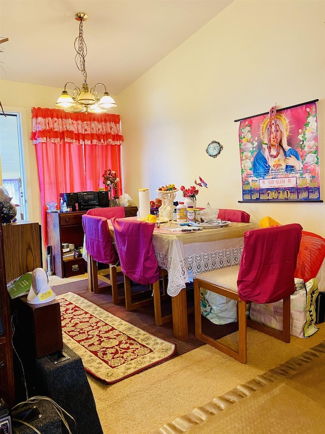 337 Ahakea St, Lanai City, HI 96763 - carpeted dining space featuring lofted ceiling