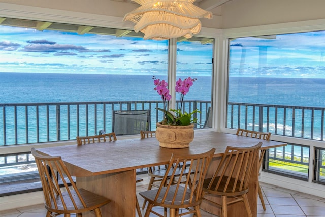 balcony featuring a water view