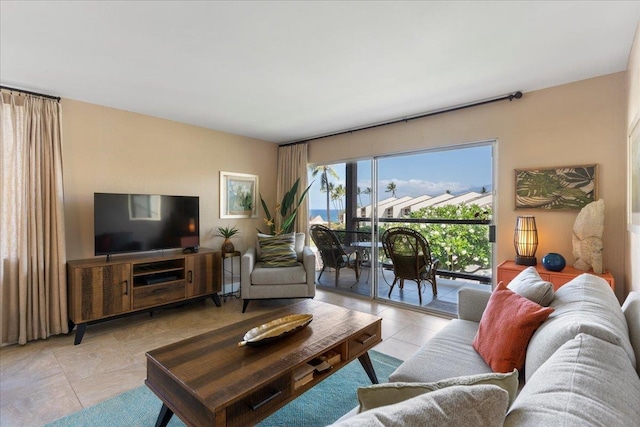 view of tiled living room