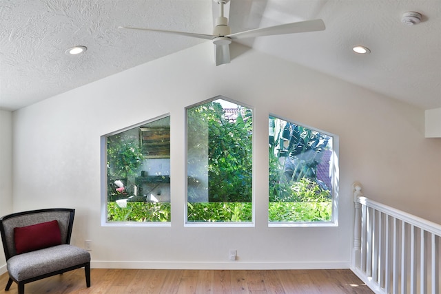 interior space featuring a healthy amount of sunlight, light hardwood / wood-style floors, and a textured ceiling