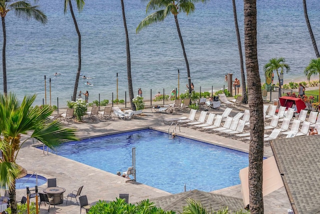 view of pool featuring a patio