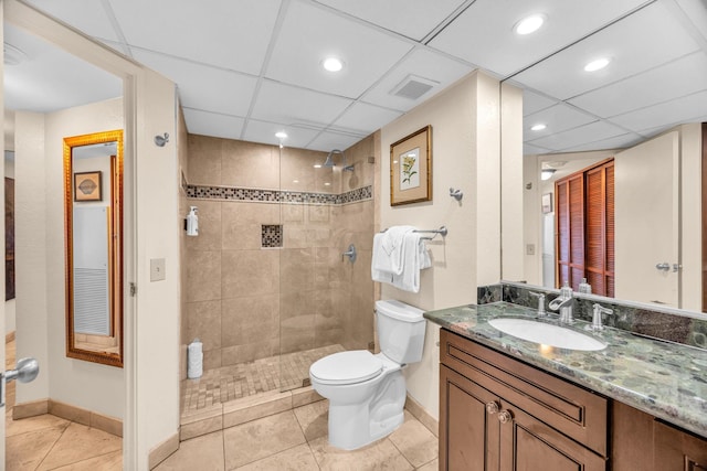 3445 Lower Honoapiilani Rd Unit 311, Lahaina, HI 96761 - bathroom featuring walk in shower, toilet, baseboards, a drop ceiling, and tile patterned floors