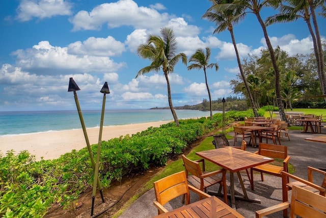 exterior space with a view of the beach