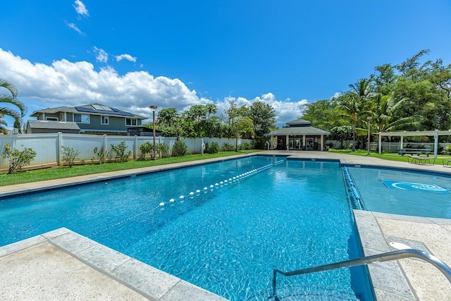 view of pool featuring a gazebo