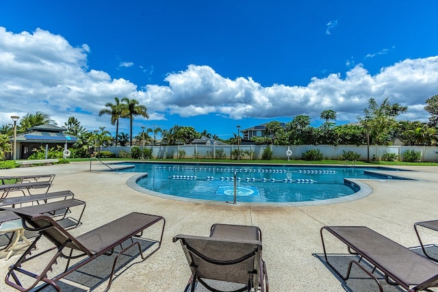 view of pool featuring a patio