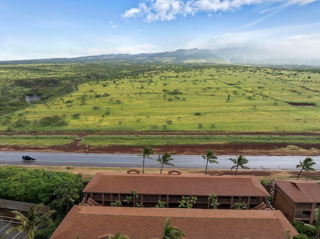 aerial view with a mountain view and a rural view