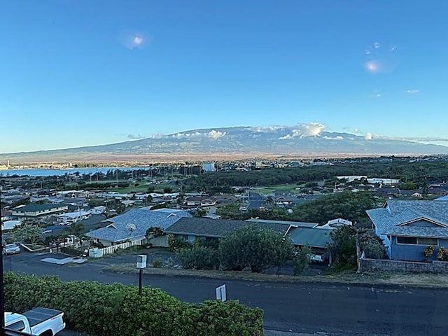 birds eye view of property featuring a mountain view