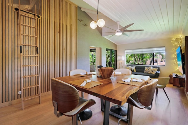 3788 Lower Honoapiilani Rd Unit E212, Lahaina, HI 96761 - dining room with ceiling fan, light wood-type flooring, and lofted ceiling