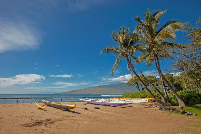 water view with a view of the beach and a mountain view