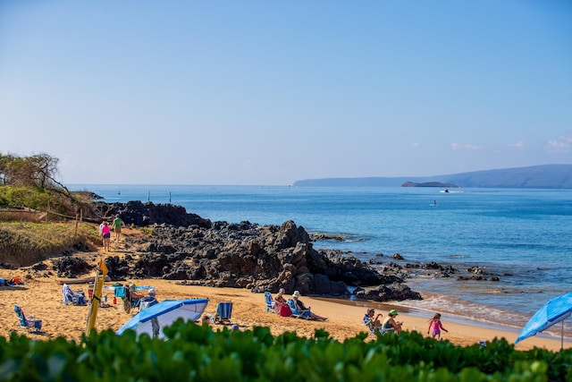 view of water feature featuring a view of the beach