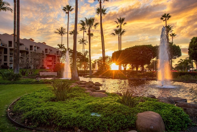 view of property's community with a water view