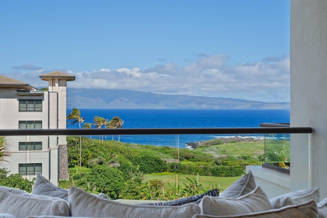 balcony with a water view