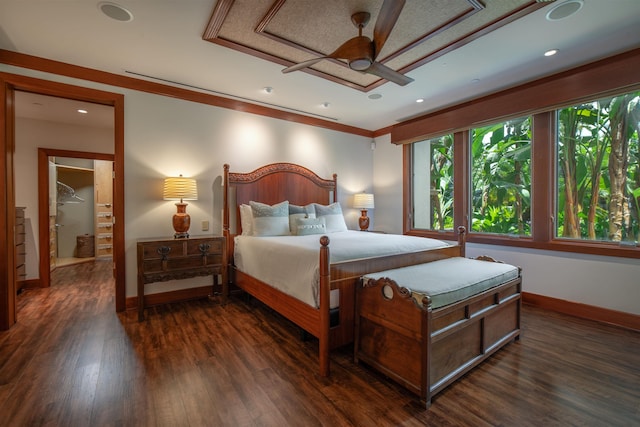3800 Wailea Alanui Dr Unit B-102, Kihei, HI 96753 - bedroom featuring dark wood-style floors, baseboards, and a ceiling fan