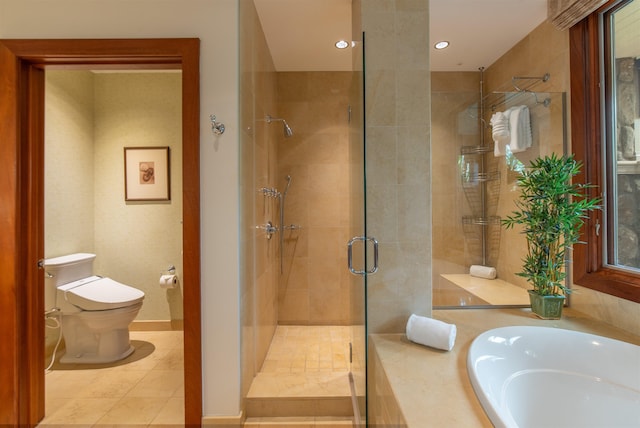 3800 Wailea Alanui Dr Unit B-102, Kihei, HI 96753 - full bath with toilet, a sink, a shower stall, tile patterned floors, and recessed lighting