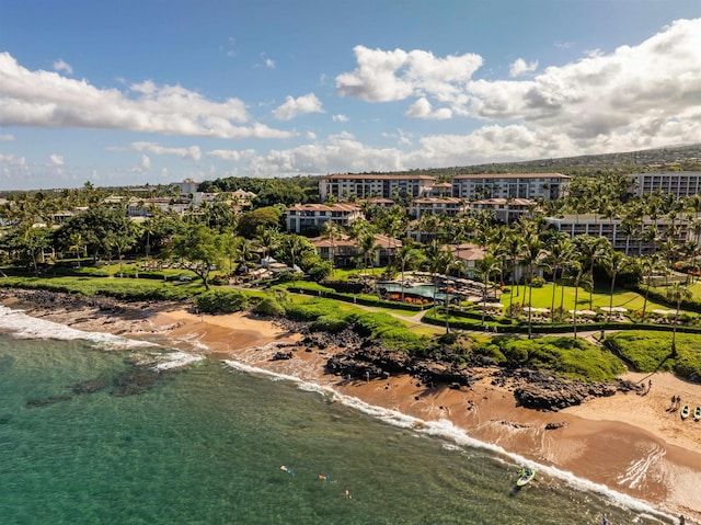 3800 Wailea Alanui Dr Unit B-102, Kihei, HI 96753 - bird's eye view of waterfront with a beach and apartment complex